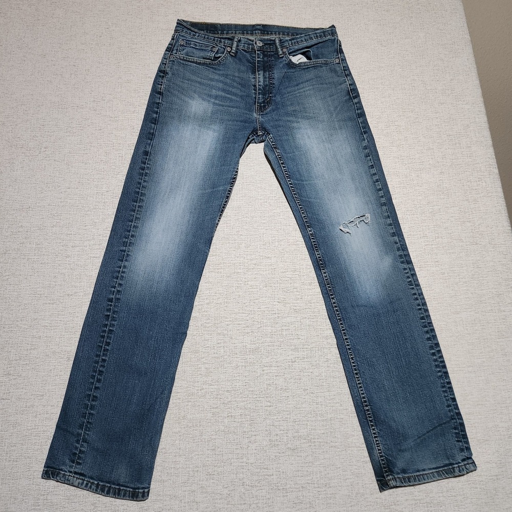 Levi's 505 Regular Fit Jeans Mens 34x34 Blue Medium Wash Straight Leg Stretch